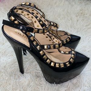 Liliana Black Studded Platform Heels